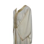 M3qs Rchcttn 1001 Men Moroccan Cream Rich Cotton 3 Quarter Sleeve Thobe Jubba Dishdasha 224626