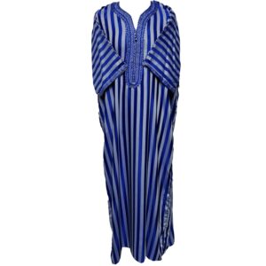 M3qs Ryalgry 0077 Moroccan Blue Cotton Blend Short Sleeve Thobe Jubba Dishdasha0077