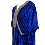 M3qs Rylbgld 0063 Moroccan Cotton Blend Blue 3 Quarter Sleeve Thobe Jubba Kandora Dishdasha (4)