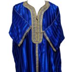 M3qs Rylbgld 0063 Moroccan Cotton Blend Blue 3 Quarter Sleeve Thobe Jubba Kandora Dishdasha (6)