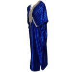 M3qs Rylbgld 0063 Moroccan Cotton Blend Blue 3 Quarter Sleeve Thobe Jubba Kandora Dishdasha (7)