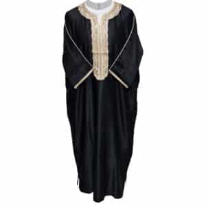 M3qs Saed001 Unisex Moroccan Black 3 Quarter Sleeves Thobe Jubba Kandorah Dishdasha (10)