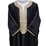 M3qs Saed001 Unisex Moroccan Black 3 Quarter Sleeves Thobe Jubba Kandorah Dishdasha (11)