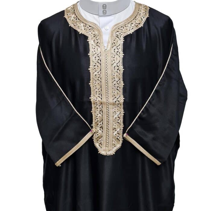 M3qs Saed001 Unisex Moroccan Black 3 Quarter Sleeves Thobe Jubba Kandorah Dishdasha (11)