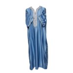 M3qs Skyblu 0064 Moroccan Light Blue Cotton Blend Short Sleeve Thobe Jubba Dishdashaqs0064 (1)