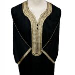 Moroccan 3/4 Sleeve Cotton Black & Gold Thobe