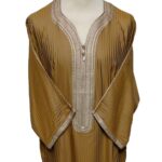 Moroccan 3/4 Sleeve Cotton Blend Striped Gold Thobe