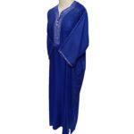 Moroccan 3/4 Sleeve Cotton Blend Royal Blue Striped Thobe