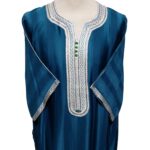 Moroccan 3/4 Sleeve Turquoise Cotton Blend Thobe