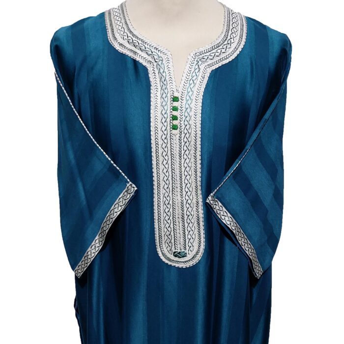 Moroccan 3/4 Sleeve Turquoise Cotton Blend Thobe