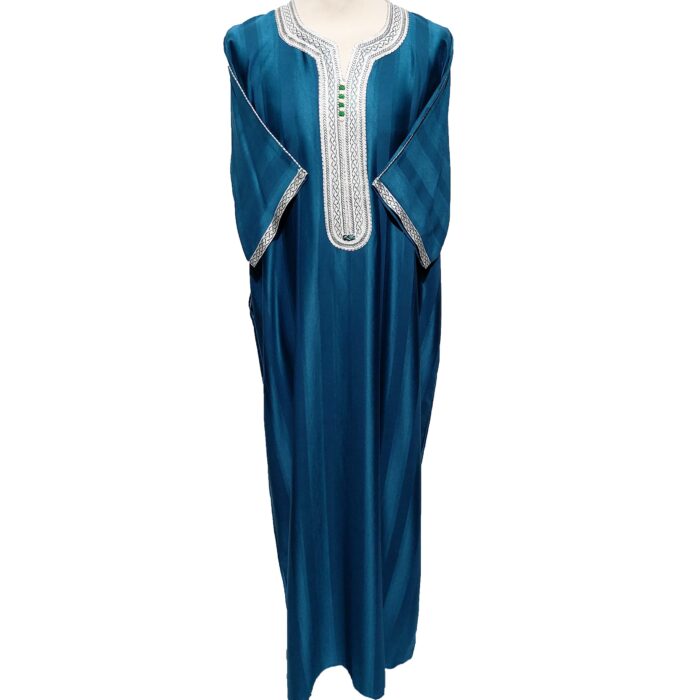 Moroccan 3/4 Sleeve Turquoise Cotton Blend Thobe