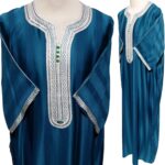Moroccan 3/4 Sleeve Turquoise Cotton Blend Thobe