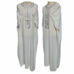 M3qs Whtectnn 0016 Men Moroccan White 3 Quarter Sleeves Thobe Jubba Kandora (10)