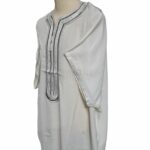 M3qs Whtectnn 0016 Men Moroccan White 3 Quarter Sleeves Thobe Jubba Kandora (18)