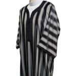 M3qs Wpc0024 001 Men's Moroccan Black Striped 3 Quarter Sleeves Thobe Jubba Kandorah Dishdasha (4)