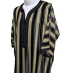 M3qs Wpc0024 002 Men's Moroccan Black Striped 3 Quarter Sleeves Thobe Jubba Kandorah Dishdasha (4)