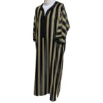 M3qs Wpc0024 002 Men's Moroccan Black Striped 3 Quarter Sleeves Thobe Jubba Kandorah Dishdasha (5)