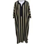 M3qs Wpc0024 002 Men's Moroccan Black Striped 3 Quarter Sleeves Thobe Jubba Kandorah Dishdasha (6)
