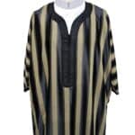M3qs Wpc0024 002 Men's Moroccan Black Striped 3 Quarter Sleeves Thobe Jubba Kandorah Dishdasha (7)