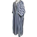 M3qs Wpc0024 005 Men's Moroccan Grey Striped 3 Quarter Sleeves Thobe Jubba Kandorah Dishdasha (5)