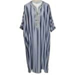 M3qs Wpc0024 005 Men's Moroccan Grey Striped 3 Quarter Sleeves Thobe Jubba Kandorah Dishdasha (6)