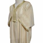 M3qs Yelbeigstrp 023 Men Moroccan Yellow Beige Stripes Short Sleeves Thobe Jubba Kandora (76)