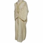 M3qs Yelbgstrp 024 Men Moroccan Yellow Beige Stripes 3 Quarter Sleeves Thobe Jubba Kandora (72)