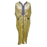 M3qs Yelblu 0099 Moroccan Yellow Stripe Cotton Blend 3 Quarter Sleeve Thobe Jubba Dishdasha Kandorajpg (2)