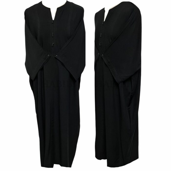 M3qs Zadblk 001 Men Moroccan 100% Cotton Black 3 Quarter Sleeves Thobe Jubba Kandora 191543