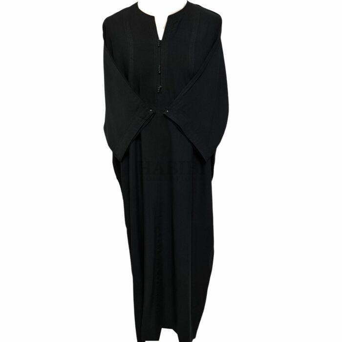 M3qs Zadblk 001 Men Moroccan 100% Cotton Black 3 Quarter Sleeves Thobe Jubba Kandora 191544