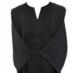 M3qs Zadblk 001 Men Moroccan 100% Cotton Black 3 Quarter Sleeves Thobe Jubba Kandora 191552