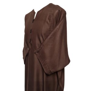 M3qsblk Azd 007 Men Moroccan 100% Cotton Brown 3 Quarter Sleeves Thobe Jubba Kandora 0508 203309