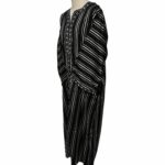 M3qsblkwht 25c Men Moroccan Black White Stripes 3 Quarter Sleeves Thobe Jubba Kandora (93)