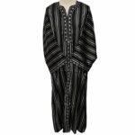 M3qsblkwht 25c Men Moroccan Black White Stripes 3 Quarter Sleeves Thobe Jubba Kandora (94)