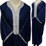 Moroccan 3/4 Sleeve Cotton Blend Navy Thobe