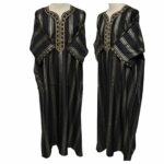 M3qs Blkgldslvr 23b Men Moroccan Black Gold Silver Stripes 3 Quarter Sleeves Thobe Jubba Kandora (10)