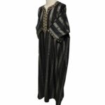 M3qs Blkgldslvr 23b Men Moroccan Black Gold Silver Stripes 3 Quarter Sleeves Thobe Jubba Kandora (87)