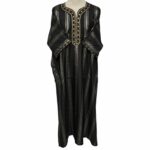 M3qs Blkgldslvr 23b Men Moroccan Black Gold Silver Stripes 3 Quarter Sleeves Thobe Jubba Kandora (88)