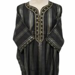 M3qs Blkgldslvr 23b Men Moroccan Black Gold Silver Stripes 3 Quarter Sleeves Thobe Jubba Kandora (90)
