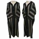 M3qs Blkgldstrp 29h Men Moroccan Black Gold Stripes 3 Quarter Sleeves Thobe Jubba Kandora (10)