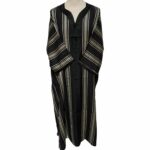 M3qs Blkgldstrp 29h Men Moroccan Black Gold Stripes 3 Quarter Sleeves Thobe Jubba Kandora (85)