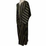 M3qs Blkgldstrpe 22a Men Moroccan Black Gold Stripes 3 Quarter Sleeves Thobe Jubba Kandora (97)