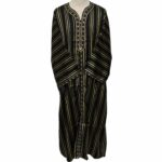 M3qs Blkgldstrpe 22a Men Moroccan Black Gold Stripes 3 Quarter Sleeves Thobe Jubba Kandora (98)