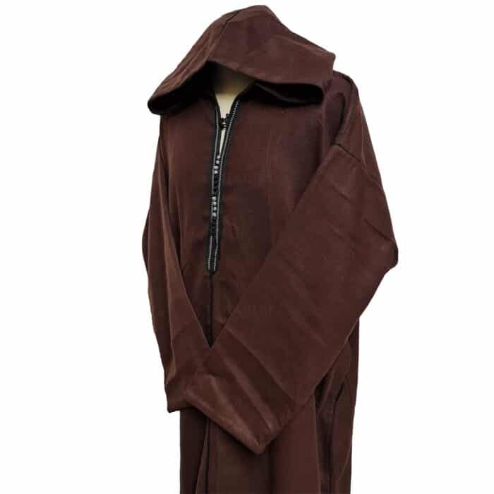 M5 Plus Size Moroccan Winter Wool Blend Brown Long Sleeve Hooded Thobe Djellaba (5)