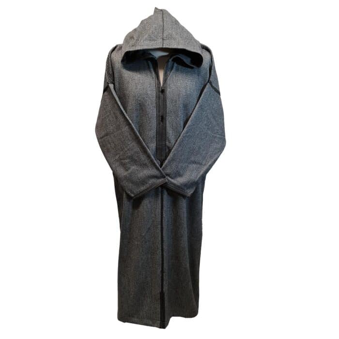 Mal100 003 Moroccan Super Soft Cashmere Wool Blend Grey Hooded Thobe Djellaba (24)
