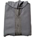 Mal100 005 Moroccan Super Soft Cashmere Wool Blend Grey Hooded Thobe Djellaba (22)