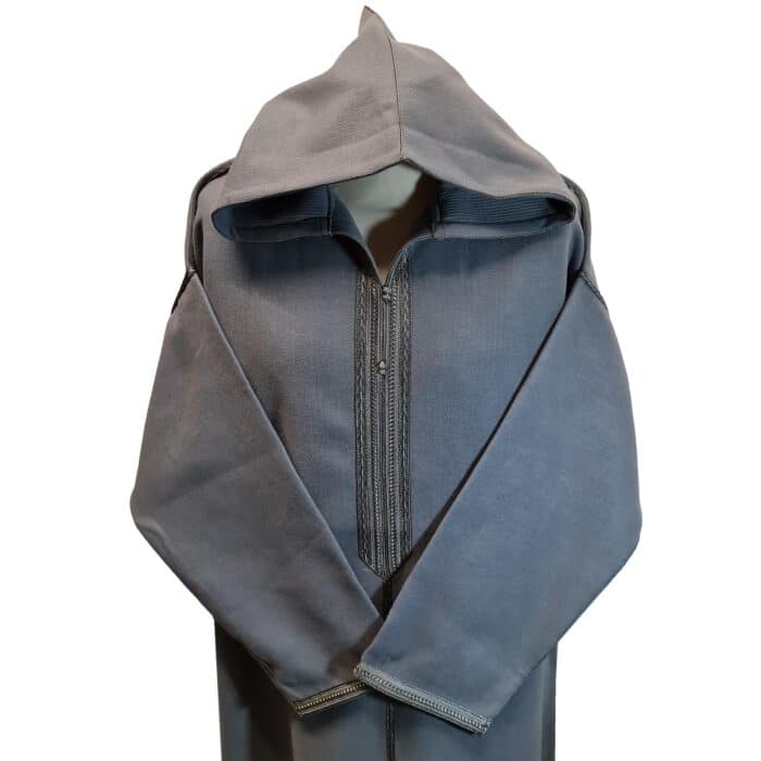 Mal100 005 Moroccan Super Soft Cashmere Wool Blend Grey Hooded Thobe Djellaba (25)