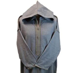 Mal100 008 Moroccan Super Soft Cashmere Wool Blend Grey Hooded Thobe Djellaba (20)