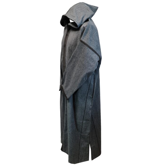 Mal100 009 Moroccan Super Soft Cashmere Wool Blend Grey Hooded Thobe Djellaba (19)