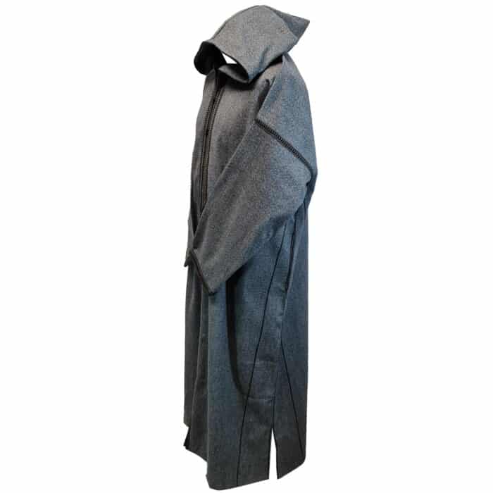 Mal100 009 Moroccan Super Soft Cashmere Wool Blend Grey Hooded Thobe Djellaba (20)